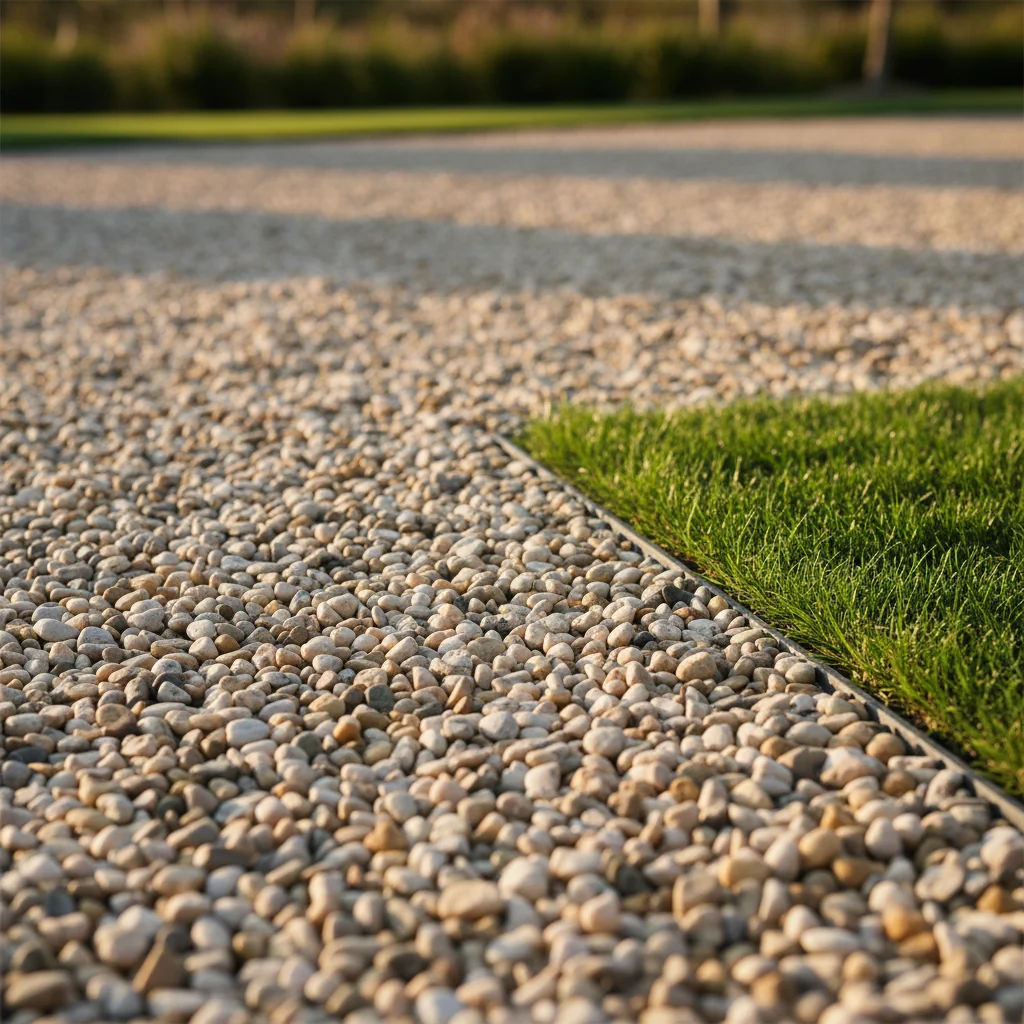 Gravel driveway surface close-up