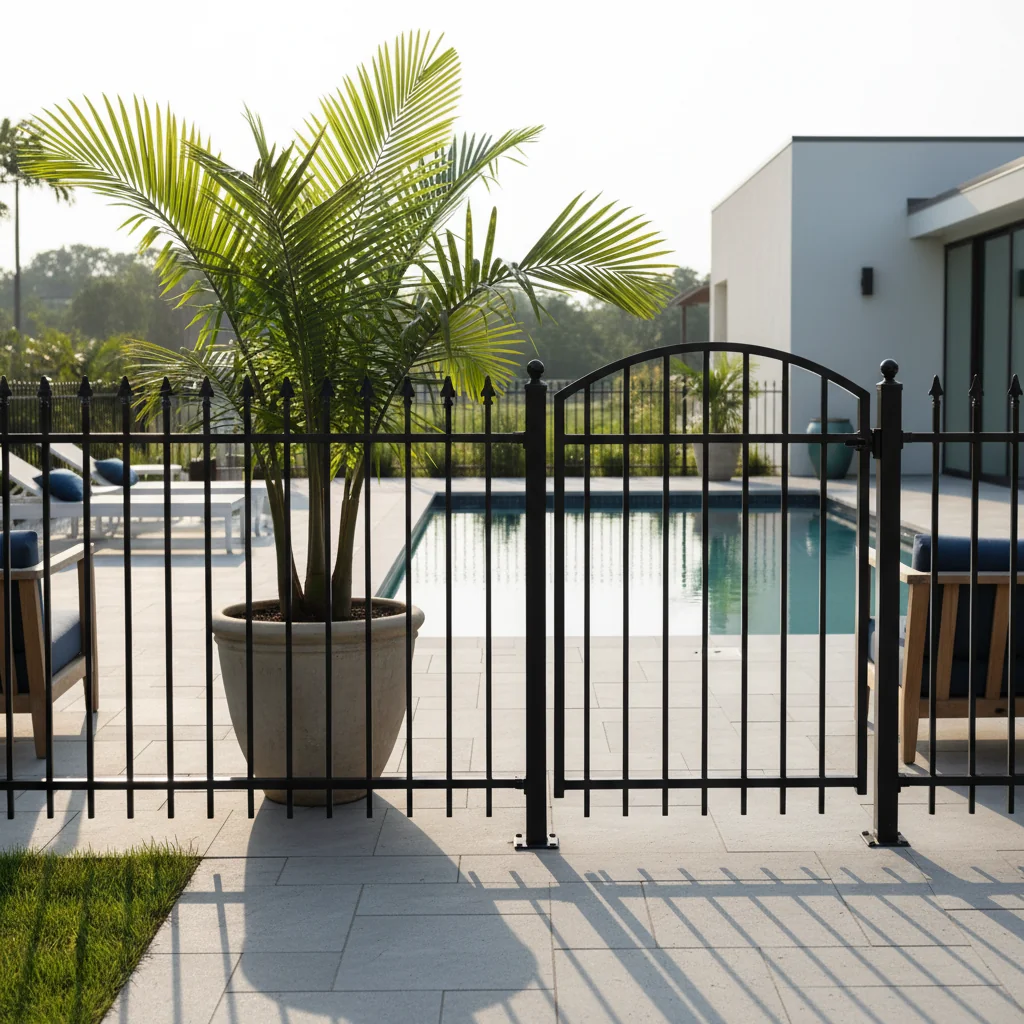 Black aluminum ornamental fence